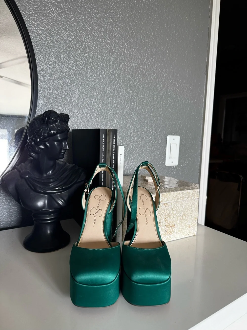 Jessica Simpson Teal Satin Platform Heel